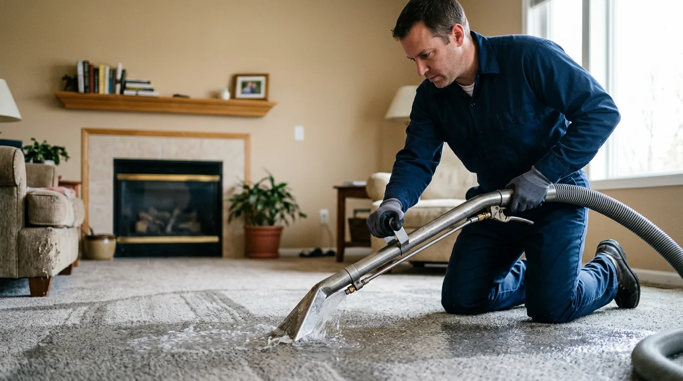 Water damage restoration technician working near Howell, NJ